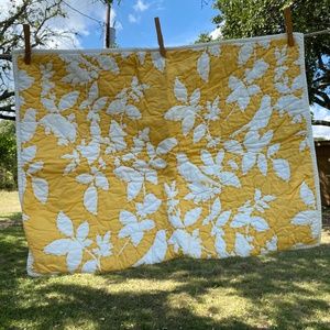 2 Pottery Barn Yellow Songbird floral Quilted Shams (pair)